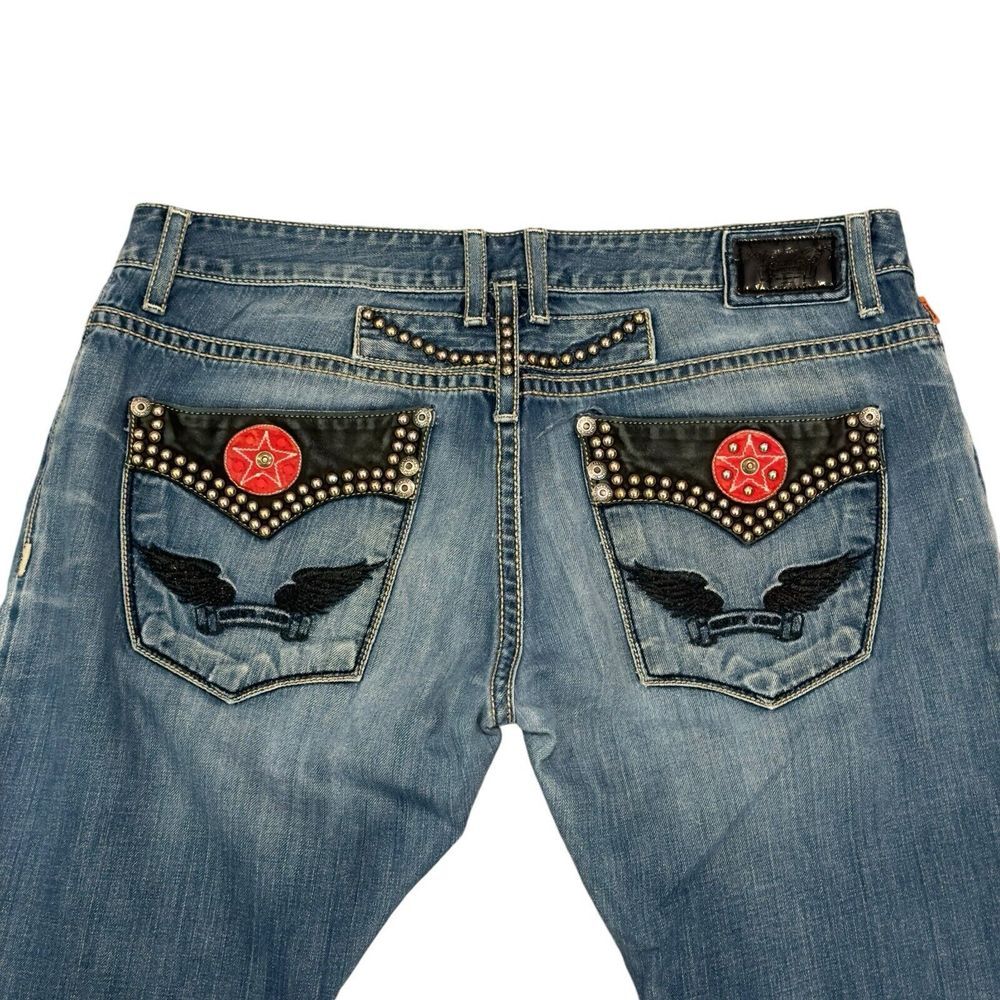 Robin's Jean Men's Size 38 Straight Leg Studded Star Medium Wash Denim Jeans guc